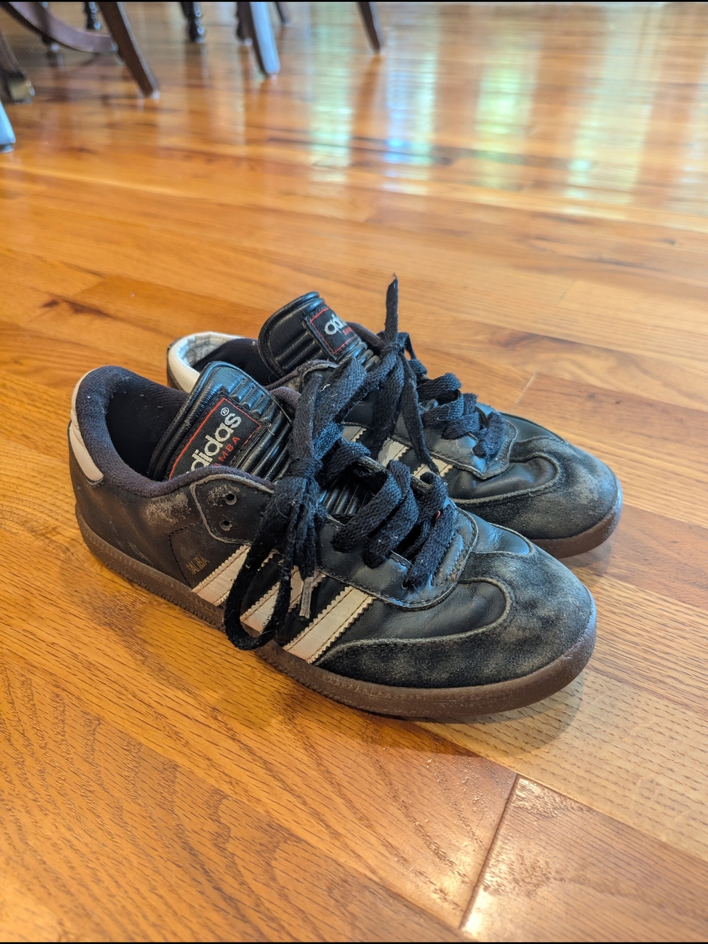 Adidas Black & White Samba-Style Sneakers Boys 5